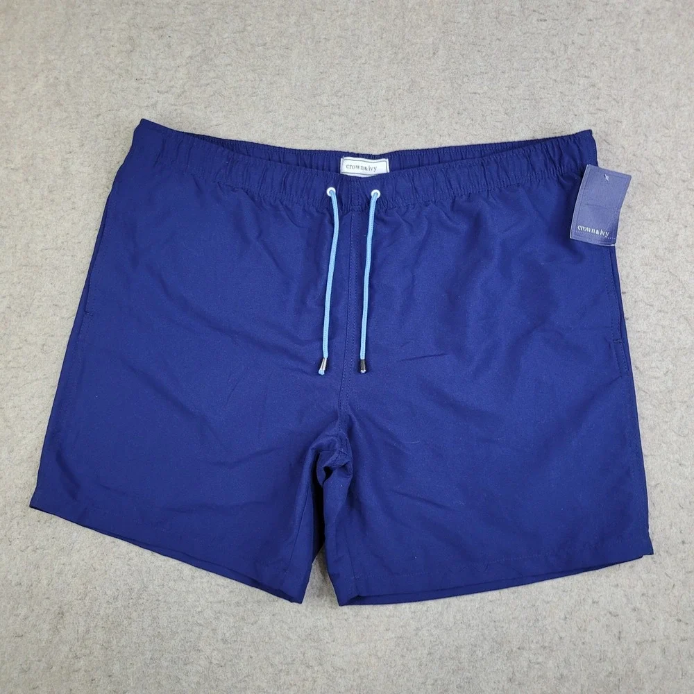 Crown Ivy Swimming Shorts Mens XL Blue Eve Lined Board Shorts Drawstring NEW